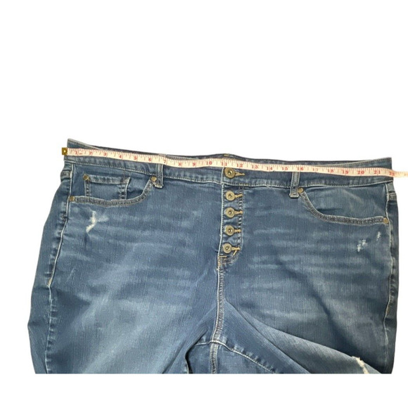Torrid Mid-Rise Flare Jeans 22R Womens Distressed Button Fly Vintage Stretch - Picture 9 of 10
